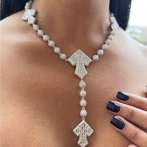 Silver 3 cross  Necklace 16inch